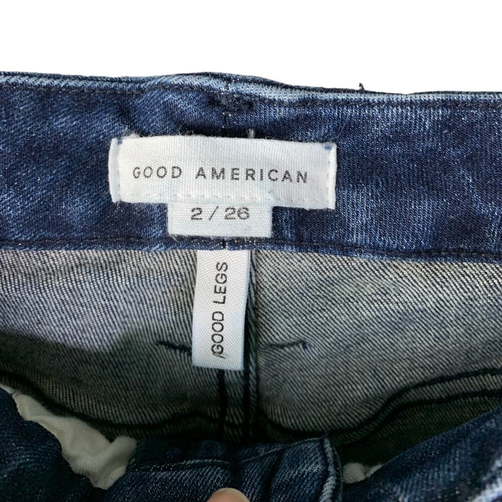 Good American‎ Skinny Jeans Womens Sz 2/26 Stretch Good Legs Mid-Rise Raw Hem